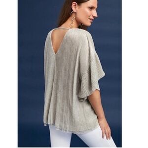 NWT Anthropologie Vanessa Virginia Ruffled Metallic Top Size XS